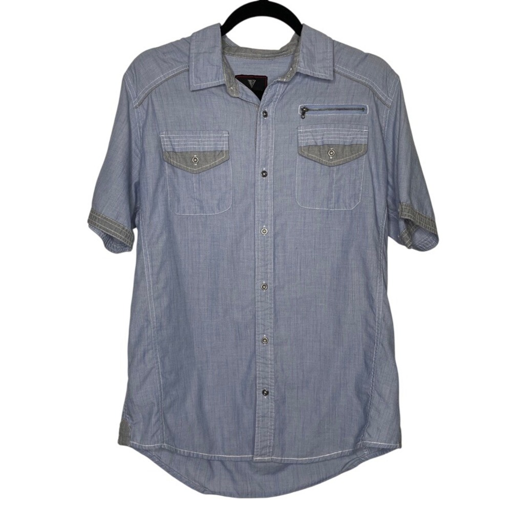 Infringement Button Down Shirt Mens L Light Blue Short Sleeve Utility Gorpcore